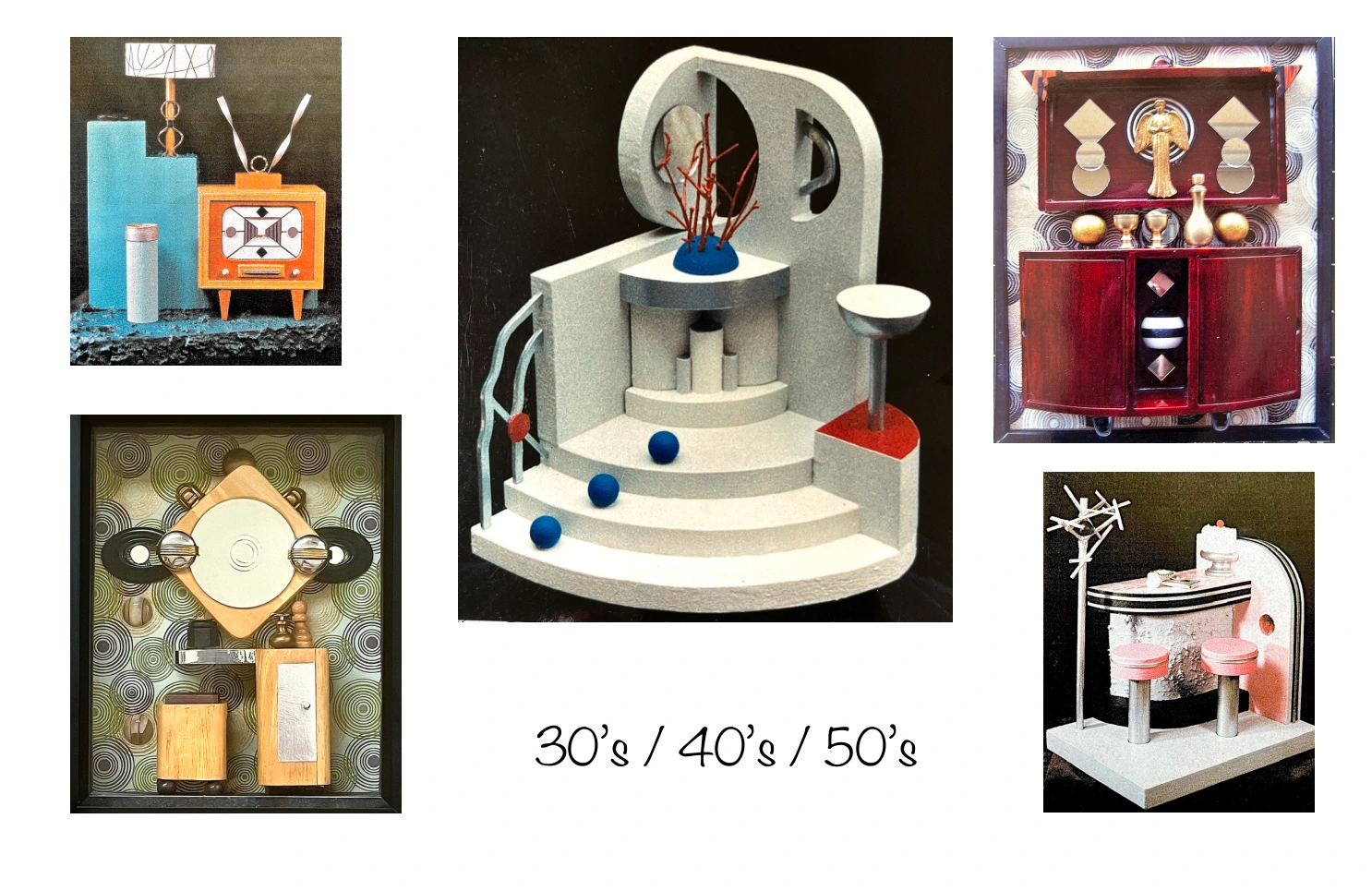 1930s, 1940s and 1950s inspired assemblages